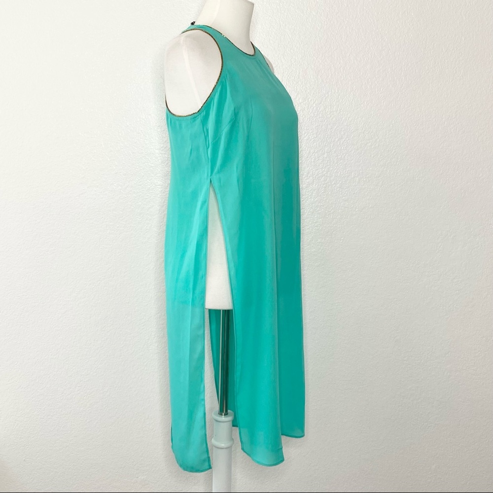 BEBE Turquoise Side Slits Blouse - Picture 2 of 7